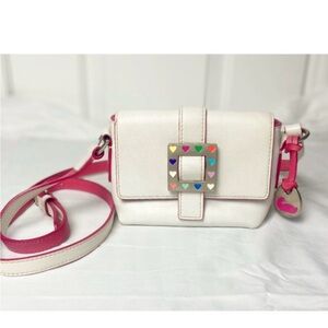 Dooney & Bourke mini small florentine vacchetta leather crossbody rainbow hearts